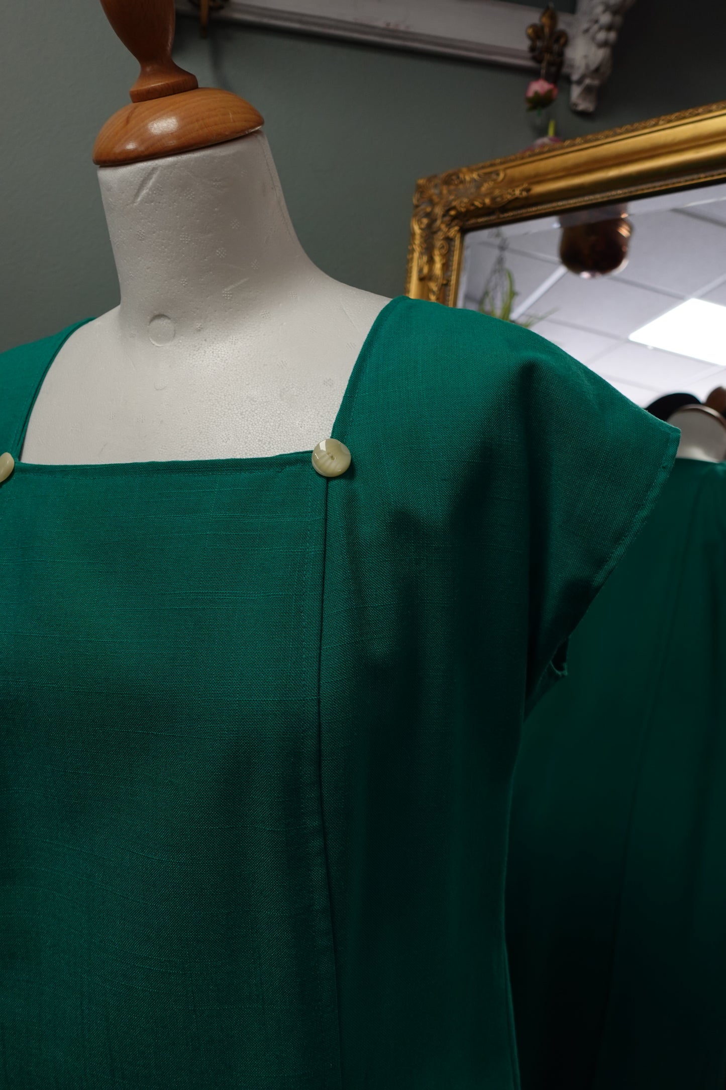Robe midi artisanale - Verte & Fait main