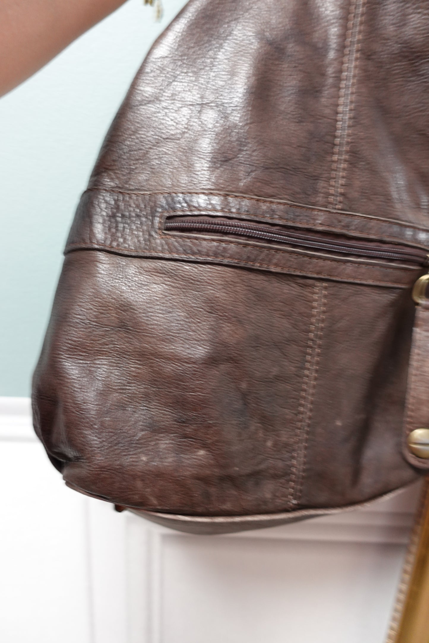 Sac hobo vintage en cuir marron